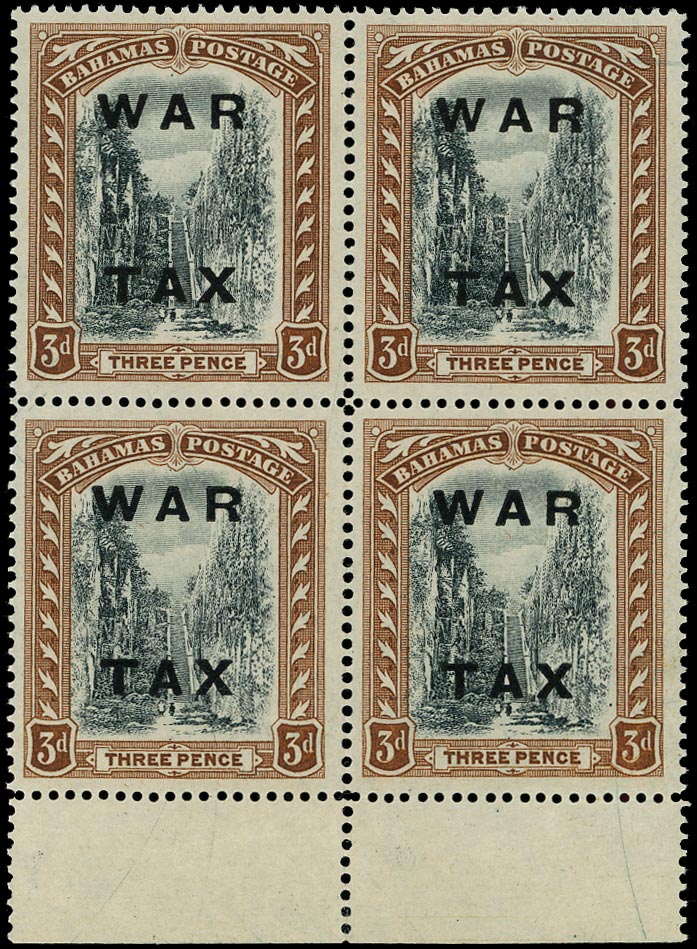 BAHAMAS 1919  SG105x Mint unmounted War Tax 3d black and brown variety Watermark reversed