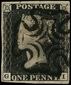 GB 1840  SG2 Pl.8 Penny Black - VFU black MC (GI)