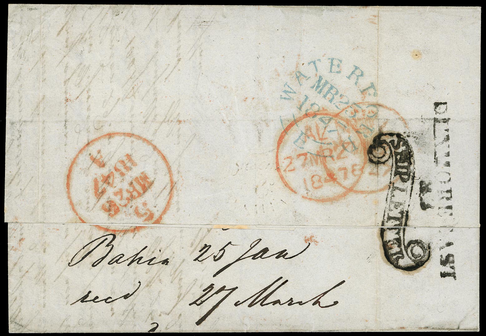 GB 1847 Pre-Stamp - Dunmore East type S1 Ship Letter