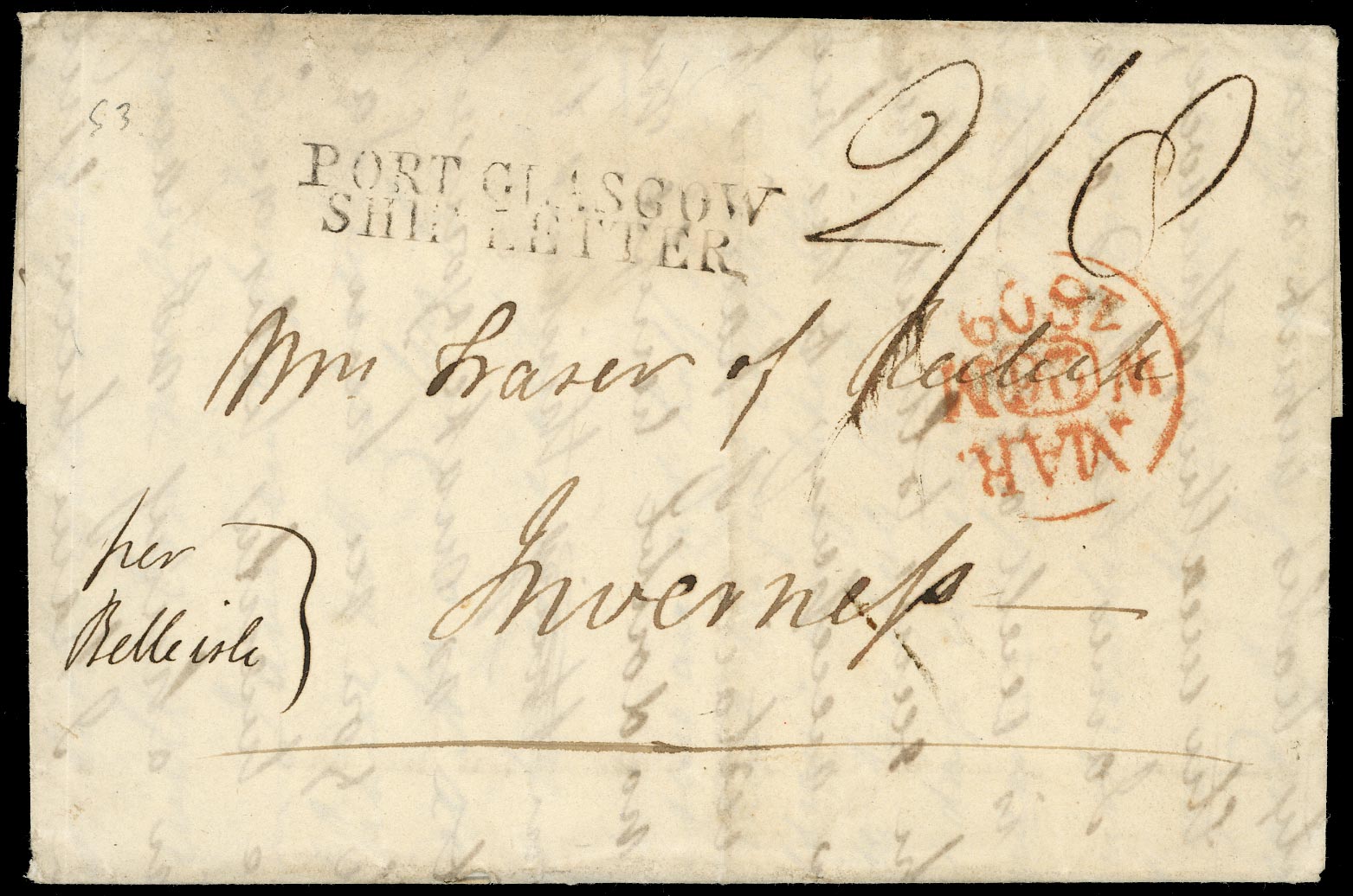 GB 1806 Pre-Stamp - Port Glasgow S3 Ship Letter