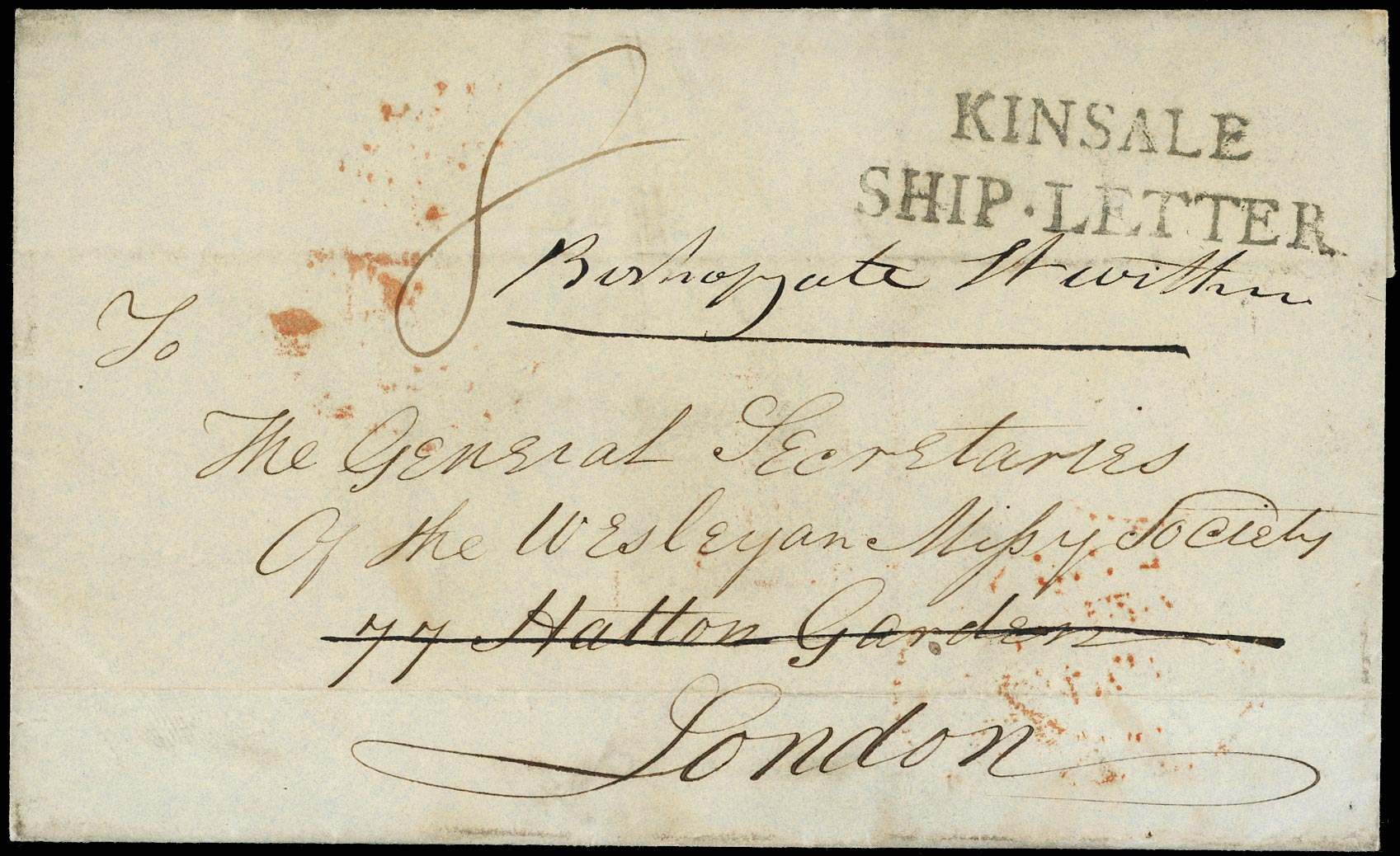 GB 1840 Pre-Stamp - Kinsale S1 Ship Letter