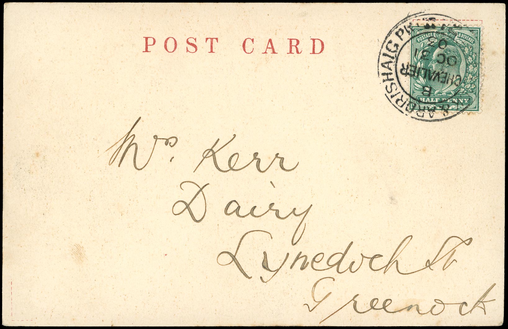GB 1903  SG216 Cover 'Chevalier' (Code 'B')