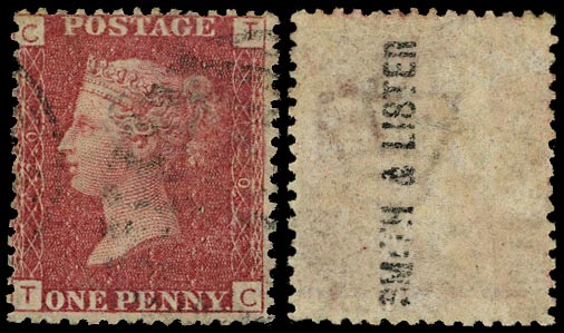 GB 1868  SG43 Pl.120 Underprint - 'SMITH & LISTER' unofficial underprint