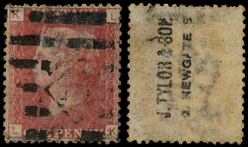 GB 1870  SG43 Pl.140 Underprint - 'J. TYLOR & SONS, 2 NEWGATE ST' unofficial underprint