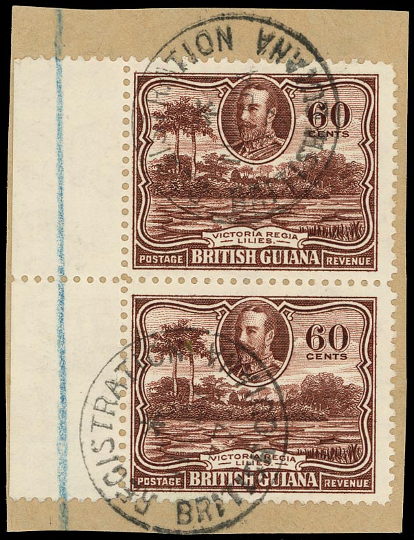 BRITISH GUIANA 1934  SG297 Used KGV 60c red-brown Water Lilies
