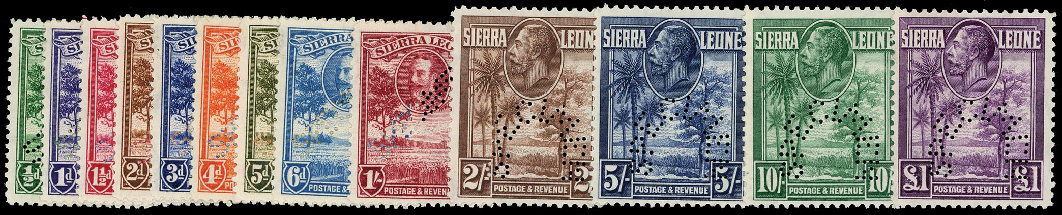 SIERRA LEONE 1932  SG155s/67s Specimen KGV set of 13 to £1