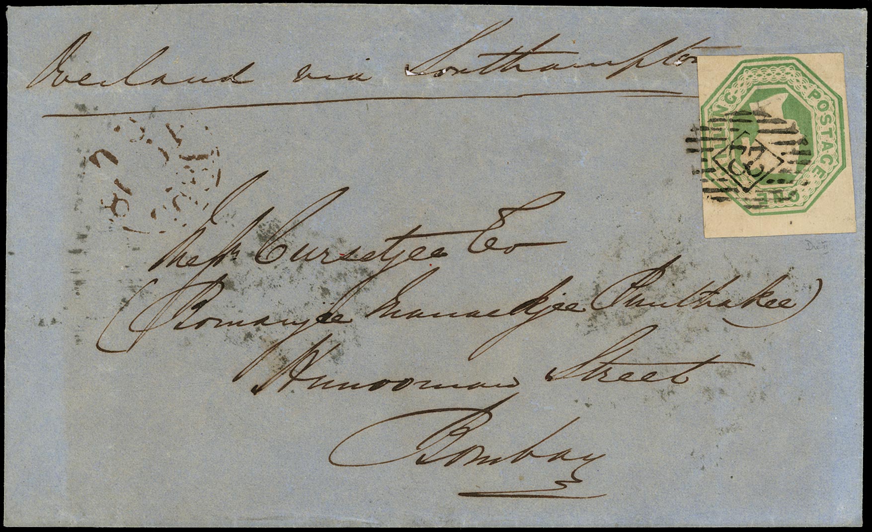 GB 1855  SG55 Cover London to Bombay