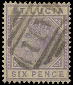 ST LUCIA 1883  SG35 Forgery by Sperati of QV 6d lilac