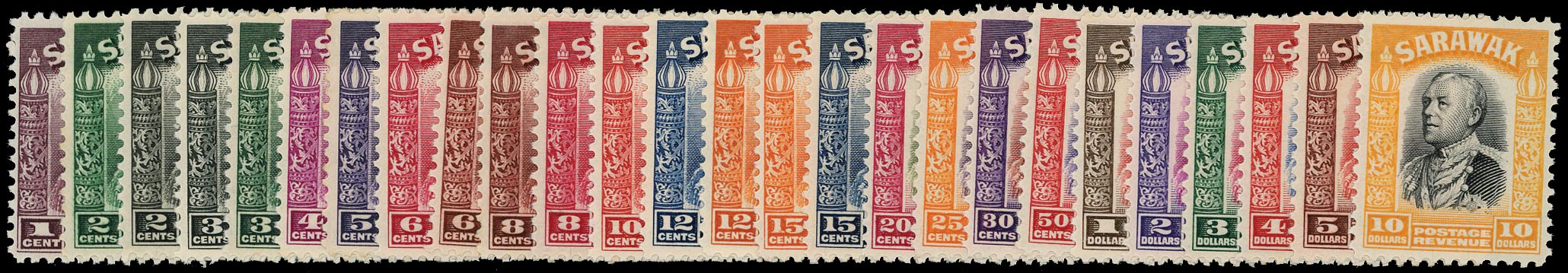 SARAWAK 1934  SG106/25 Mint unmounted set of 26 to $10
