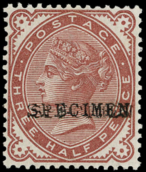 SG167s 1880 1halfd Venetian red SPECIMEN t9