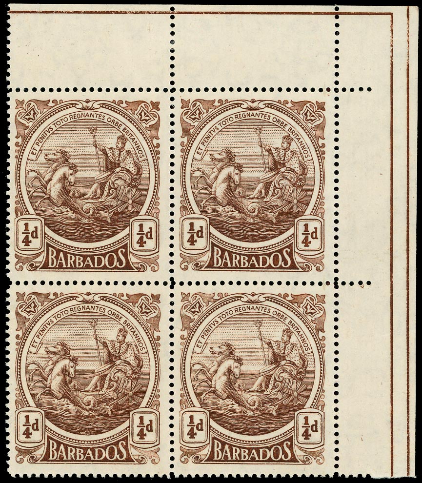 BARBADOS 1916  SG181w Mint unmounted ºd deep brown variety Watermark inverted