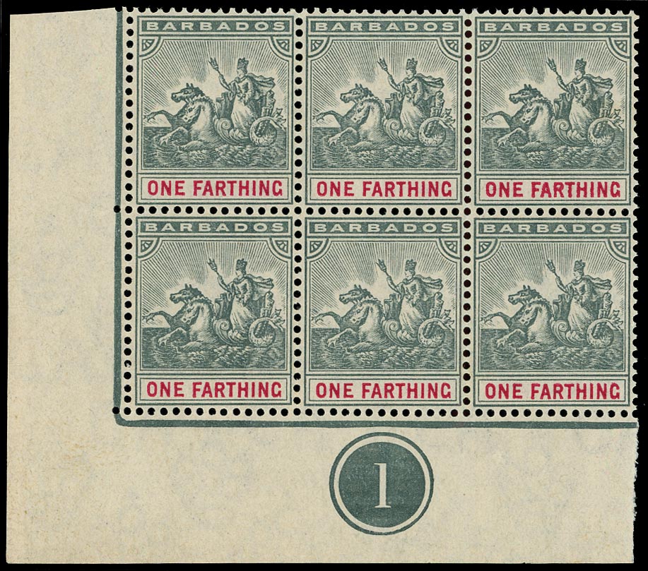 BARBADOS 1905  SG135 Mint ºd slate-grey and carmine watermark Multiple Crown CA