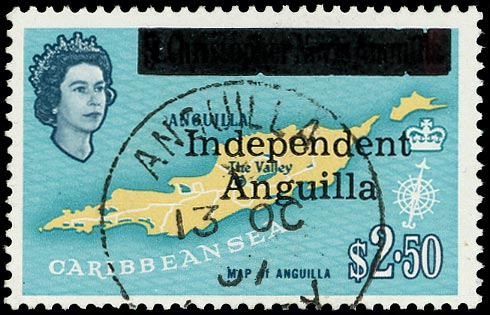 ANGUILLA 1967  SG15 Used $2.50 Map of Anguilla