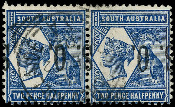 SOUTH AUSTRALIA 1899  SGO83a Official 2halfd indigo type O3 overprint error Overprint inverted