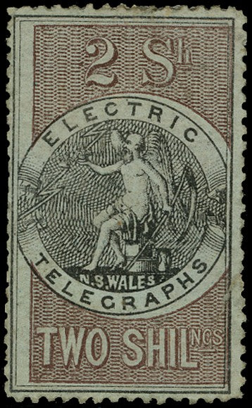 NEW SOUTH WALES 1871  SGT5 Telegraph 2s black and brown