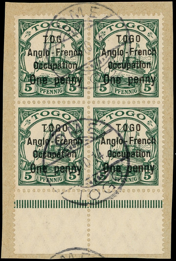 TOGO 1914  SGH28a Used 1d on 5pf green error TOG for TOGO