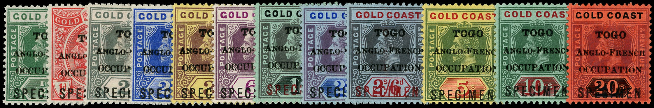 TOGO 1916  SGH47s/H58s Specimen London overprint set of 12 to 20s