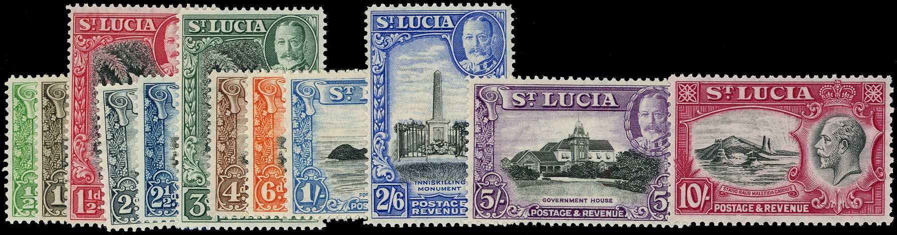 ST LUCIA 1936  SG113/24 Mint unmounted KGV pictorial set of 12 to 10s