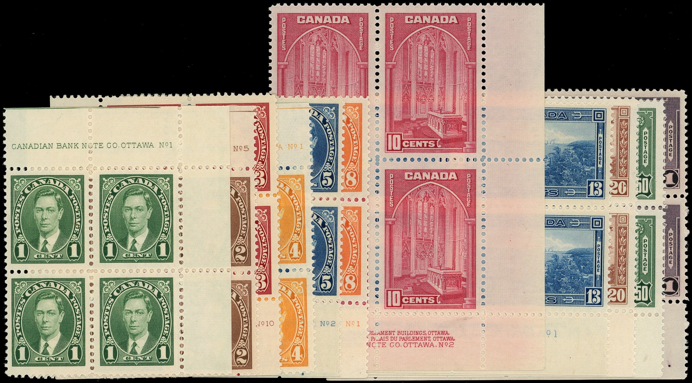 CANADA 1937  SG357/67 Mint unmounted KGV set of 11 to $1