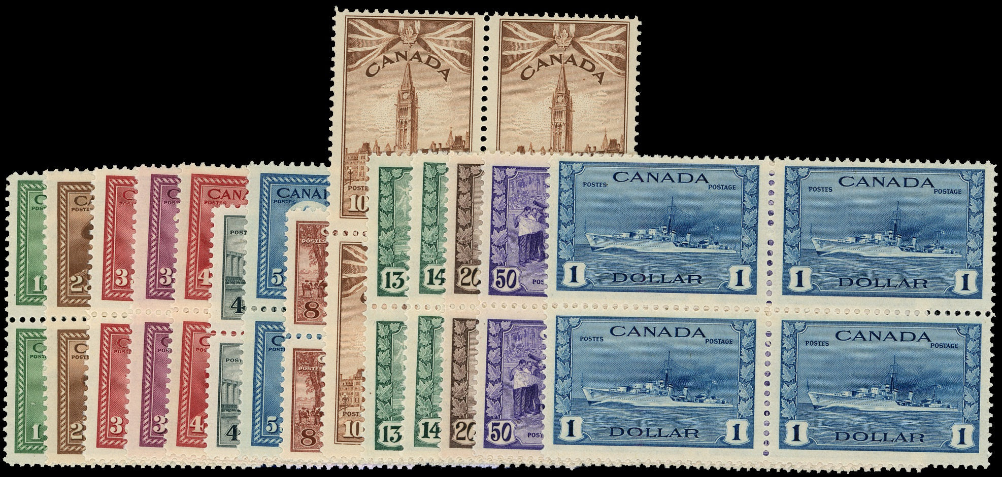 CANADA 1942  SG375/88 Mint unmounted War Effort set of 14 to $1