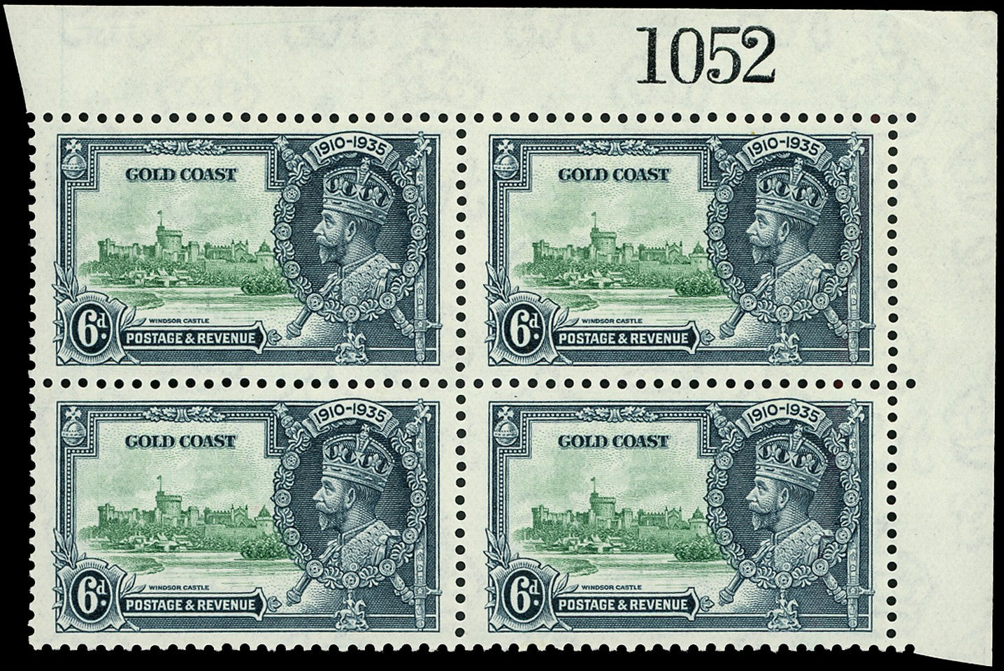 GOLD COAST 1935  SG115c Mint Silver Jubilee 6d variety Lightning conductor