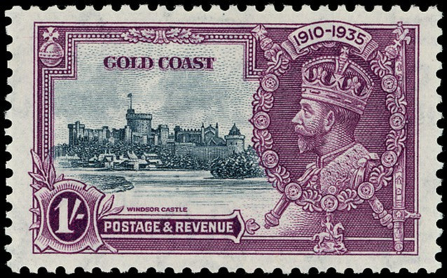 GOLD COAST 1935  SG116b Mint Silver Jubilee 1s variety Short extra flagstaff