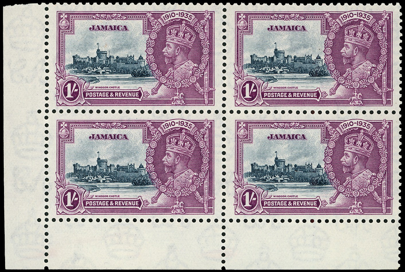 JAMAICA 1935  SG117a Mint Silver Jubilee 1s variety Extra flagstaff