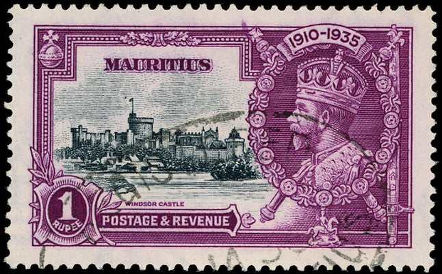 MAURITIUS 1935  SG248h Used Silver Jubilee 1r variety Dot by flagstaff