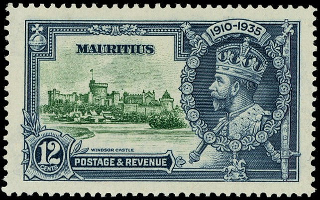 MAURITIUS 1935  SG246g Mint Silver Jubilee 12c variety Dot to left of chapel