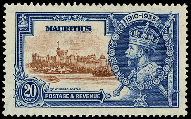 MAURITIUS 1935  SG247g Mint Silver Jubilee 20c variety Dot to left of chapel