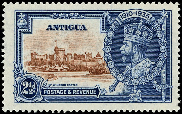 ANTIGUA 1935  SG93g Mint unmounted Silver Jubilee 2halfd variety Dot to left of chapel