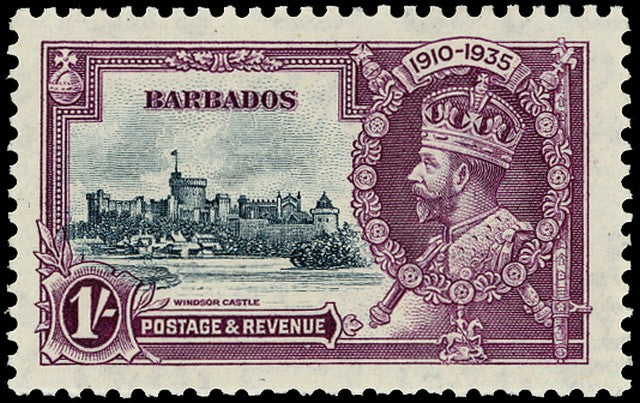 BARBADOS 1935  SG244l Mint unmounted Silver Jubilee 1s variety Kite and horizontal log