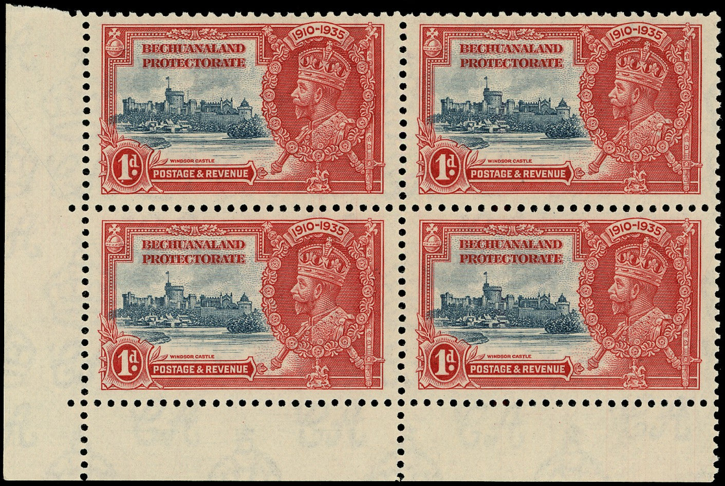 BECHUANALAND 1935  SG111a Mint Silver Jubilee 1d variety Extra flagstaff