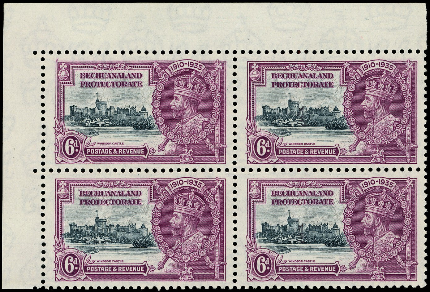BECHUANALAND 1935  SG114b Mint Silver Jubilee 6d variety Short extra flagstaff