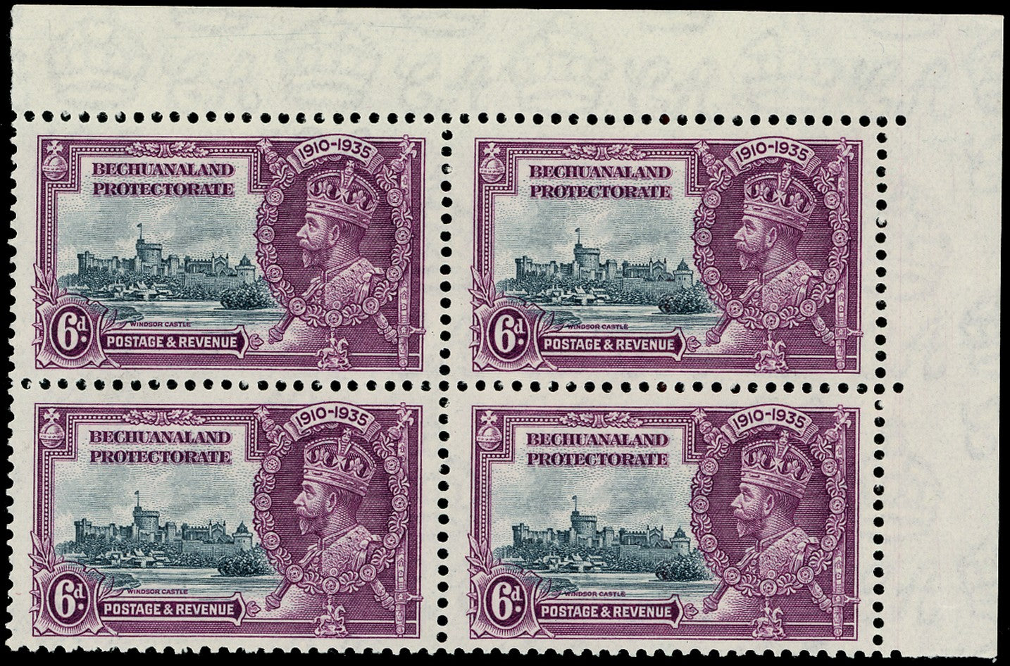 BECHUANALAND 1935  SG114c Mint Silver Jubilee 6d variety Lightning conductor