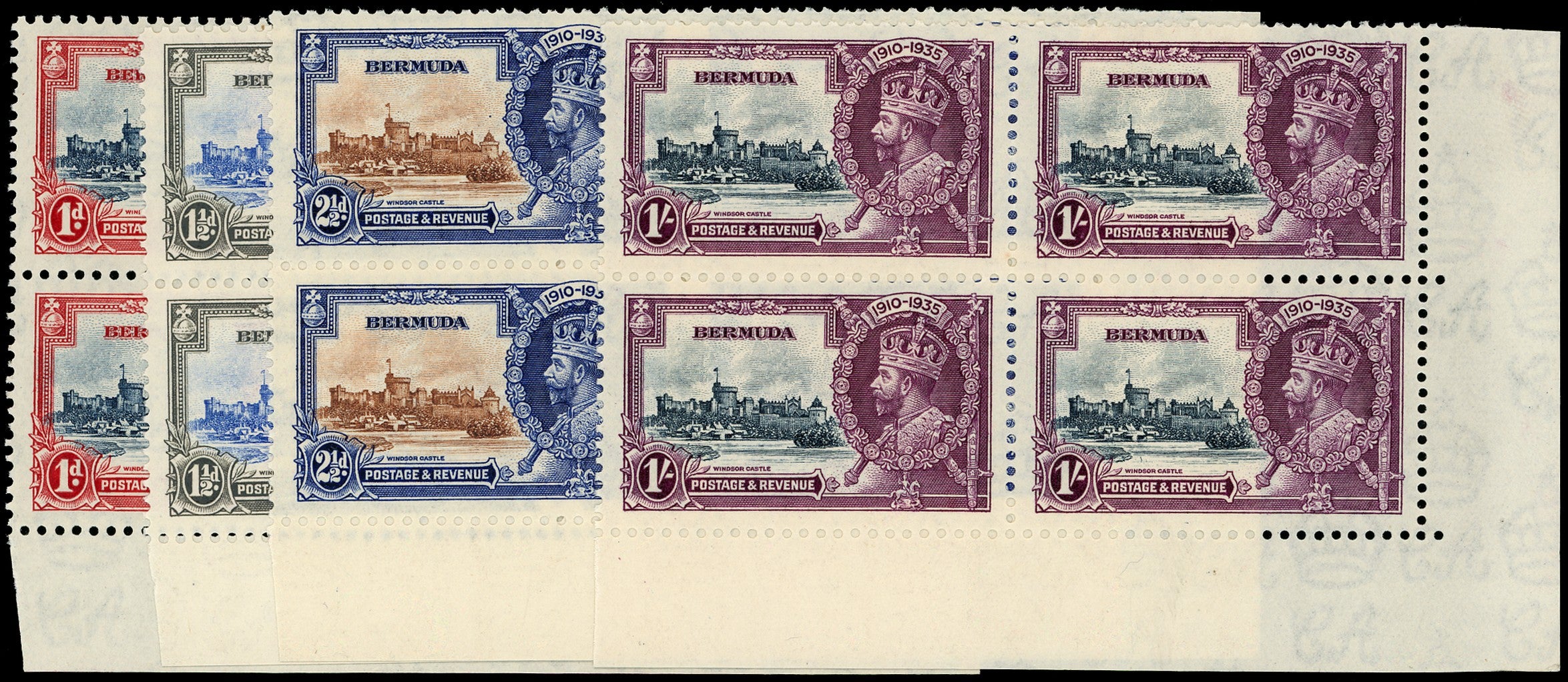 BERMUDA 1935  SG94/97,k Mint Silver Jubilee 1s variety Kite and vertical log