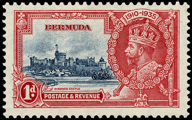 BERMUDA 1935  SG94m Mint Silver Jubilee 1d variety Bird by turret
