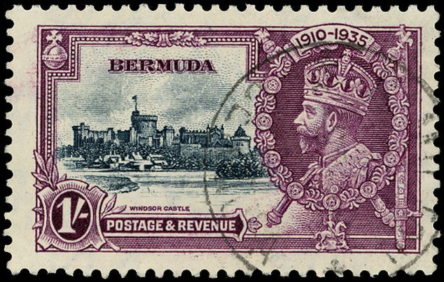 BERMUDA 1935  SG97k Used Silver Jubilee 1s variety Kite and vertical log