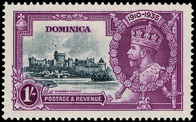 DOMINICA 1935  SG95h Mint unmounted Silver Jubilee 1s variety Dot by flagstaff