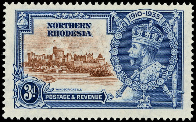NORTHERN RHODESIA 1935  SG20g Mint Silver Jubilee 3d variety Dot to left of chapel