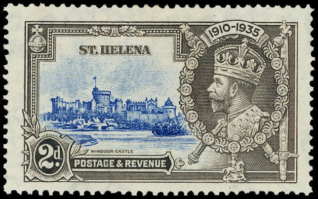 ST HELENA 1935  SG125f Mint Silver Jubilee 2d variety Diagonal line by turret
