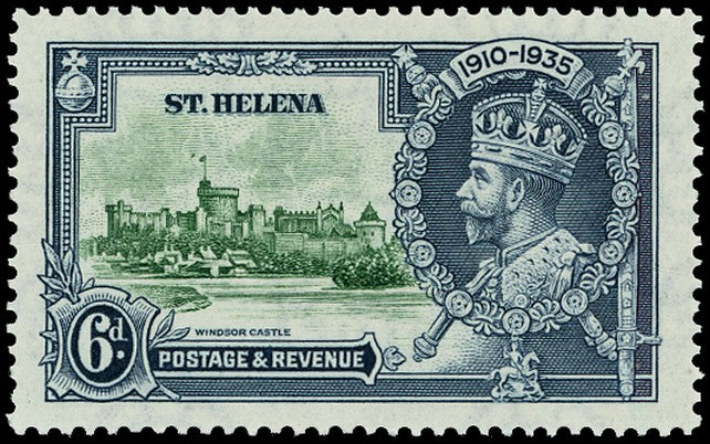 ST HELENA 1935  SG126h Mint Silver Jubilee 6d variety Dot by flagstaff