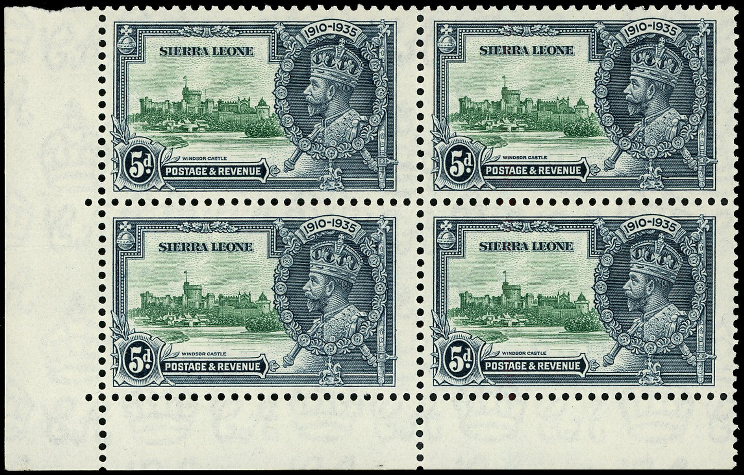 SIERRA LEONE 1935  SG183a Mint Silver Jubilee 5d variety Extra flagstaff