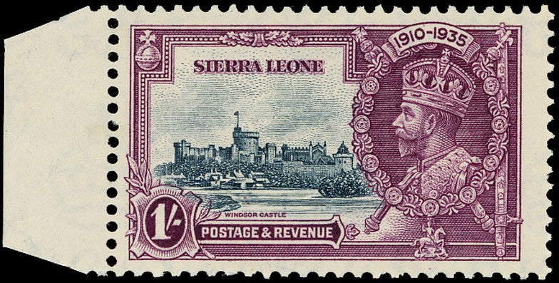 SIERRA LEONE 1935  SG184b Mint unmounted Silver Jubilee 1s variety Short extra flagstaff