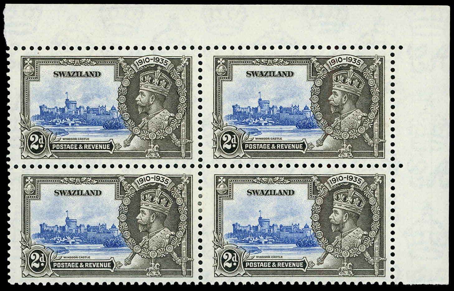 SWAZILAND 1935  SG22c Mint Silver Jubilee 2d variety Lightning conductor