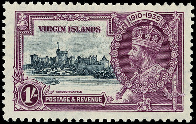 VIRGIN ISLANDS 1935  SG106k Mint Silver Jubilee 1s variety Kite and vertical log