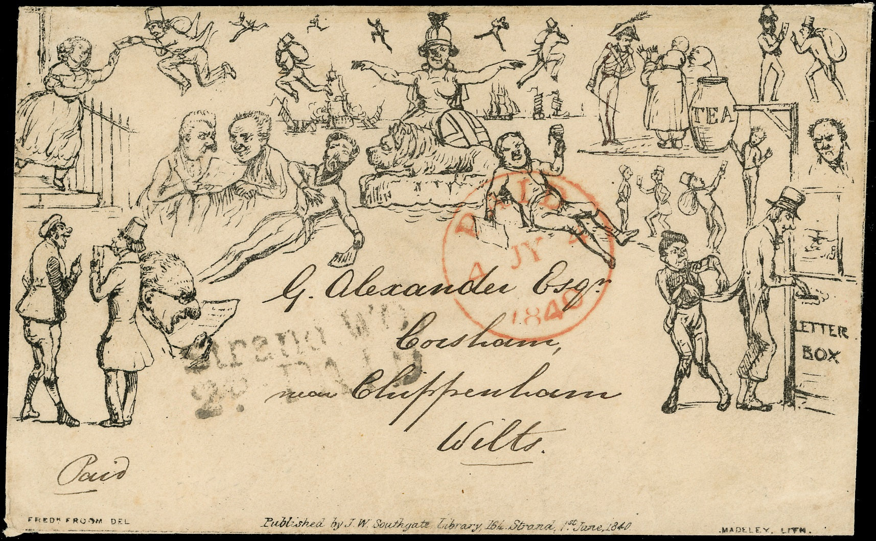 GB 1840 Cover - Southgate No.1 Pick Pocket caricature