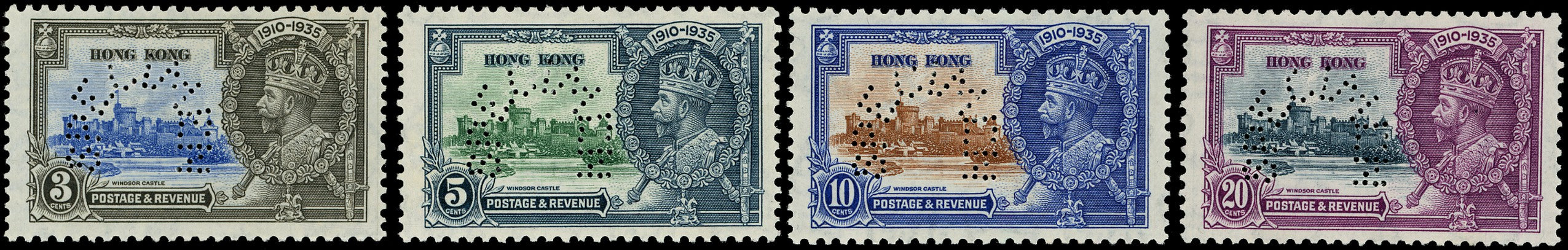 HONG KONG 1935  SG133s/36s Specimen Silver Jubilee set of 4 to 20c
