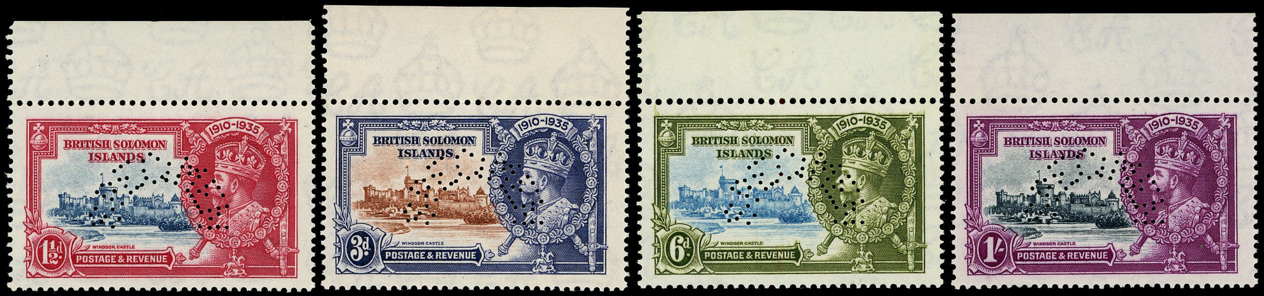 SOLOMON ISLANDS 1935  SG94s/97s Specimen Silver Jubilee set of 4 to 1s