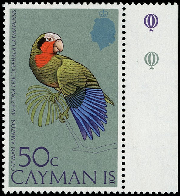 CAYMAN ISLANDS 1975  SG388a Mint unmounted Birds 50c Cayman Amazon error Watermark 53 of Lesotho